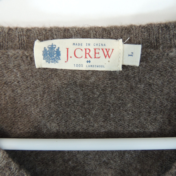 J Crew Mens Fleece Sweater V-neck Brown Size L - Picture 4 of 4